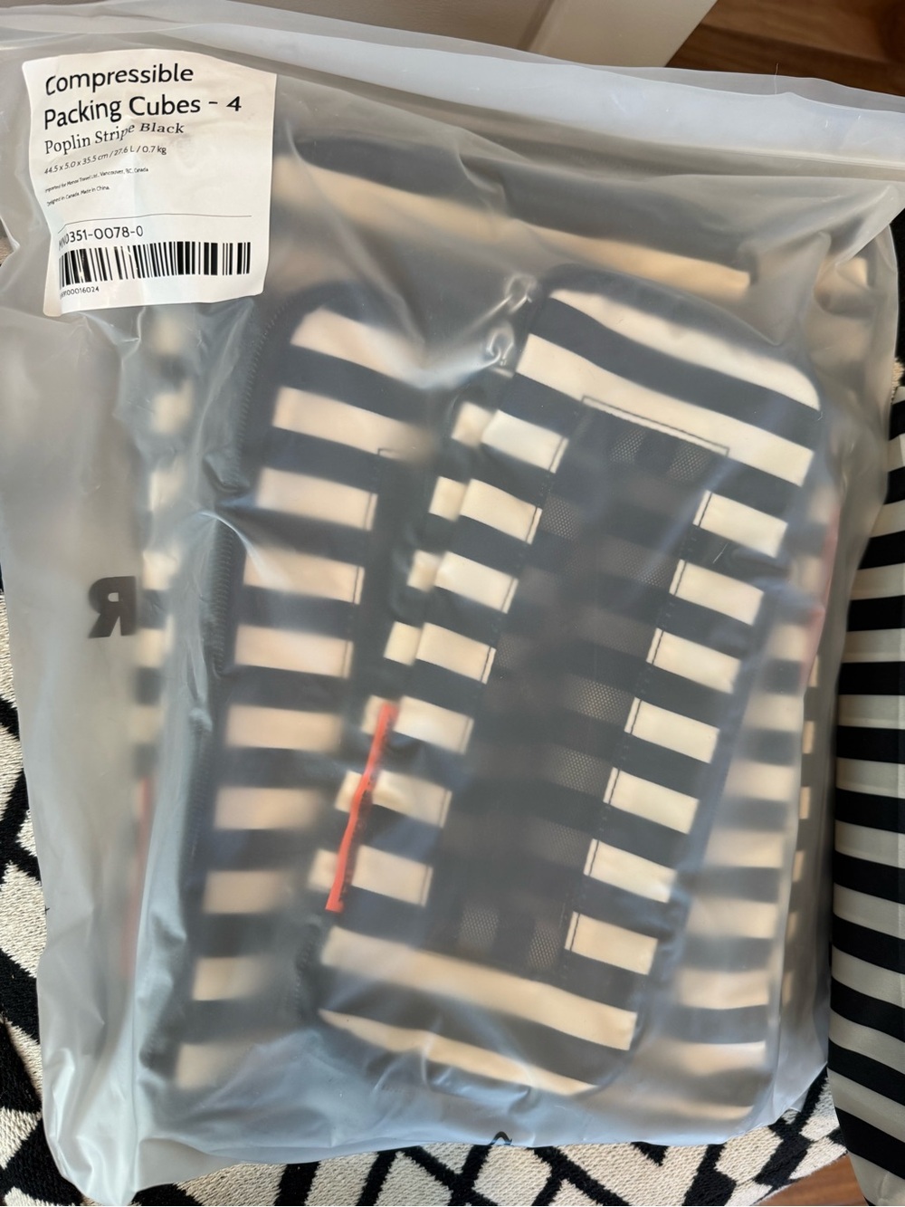 Monos Simon Miller Black & White Striped Packing & Toiletry Cubes - Picture 3 of 3